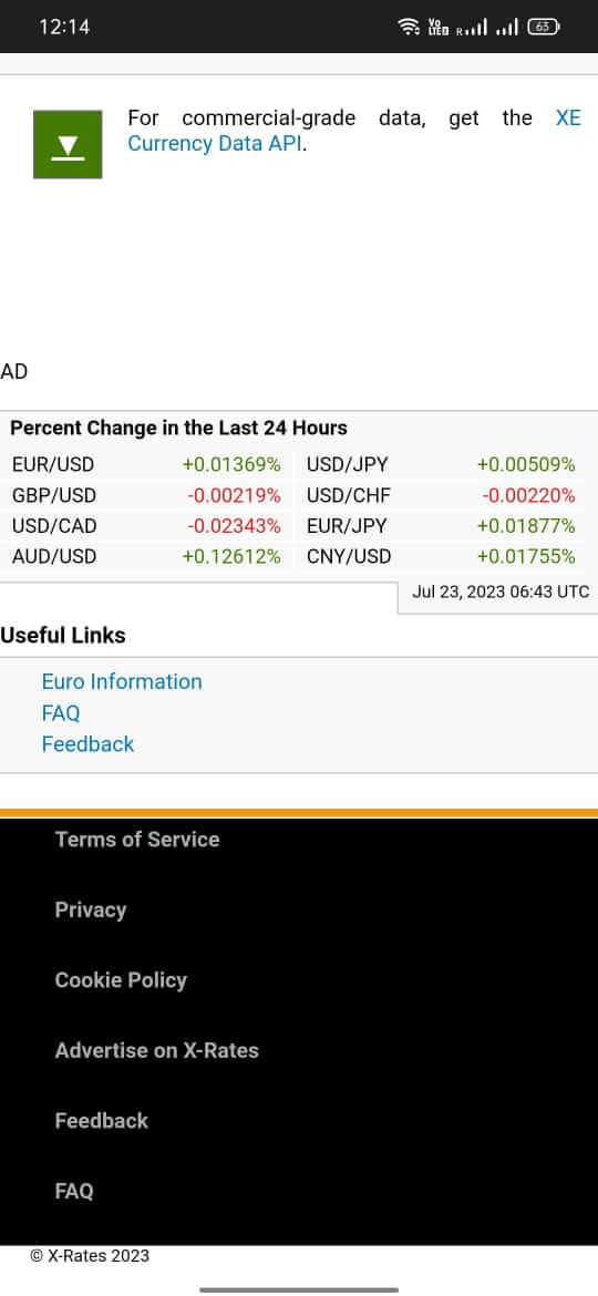 Screenshot XRates APK v1.6 - Kalkulator Kurs Mata Uang dan Grafik Nilai Tukar
