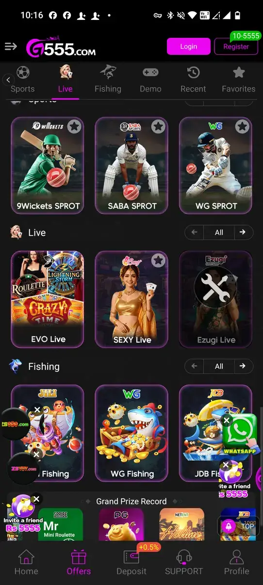 Screenshot G555 APK: Game Kasino dengan Ratusan Pilihan Permainan