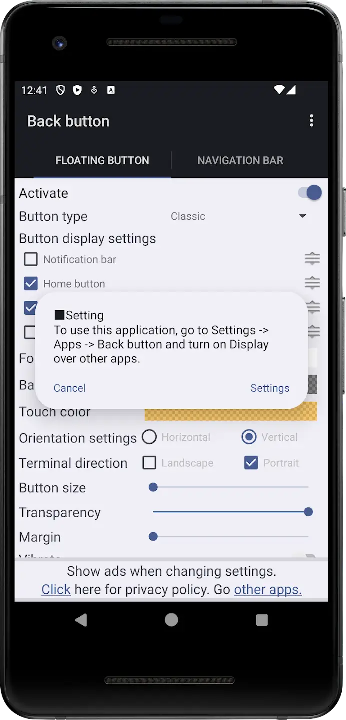 Screenshot Back Button APK v2.07 untuk Navigasi Lebih Mudah