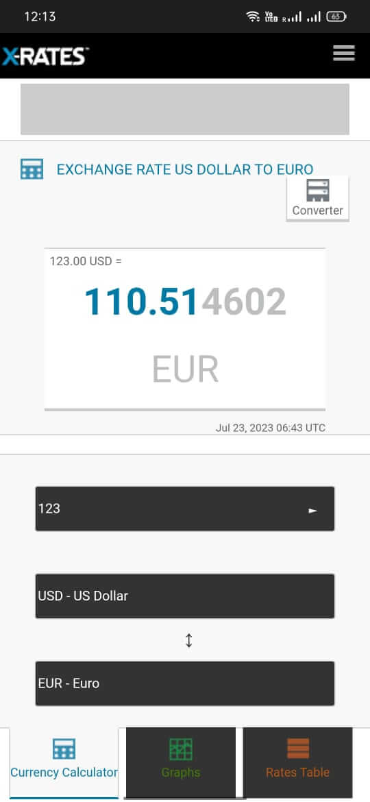 Screenshot XRates APK v1.6 - Kalkulator Kurs Mata Uang dan Grafik Nilai Tukar