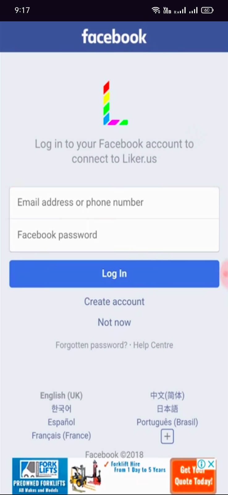 Screenshot Liker.us APK: Auto Liker Instagram dan Facebook