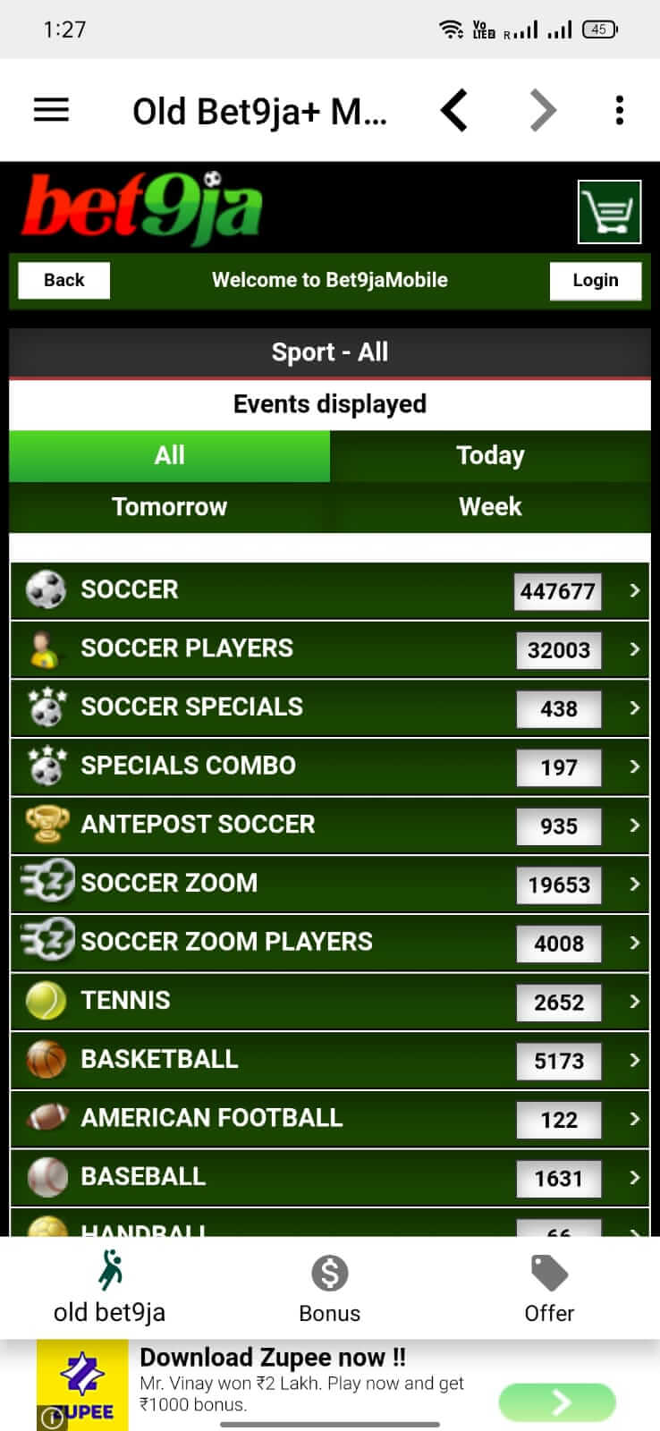 Screenshot Old Bet9ja Mobile APK v83.03.17