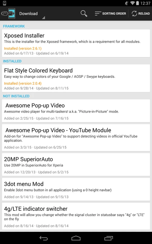 Screenshot Xposed Installer APK v3.1.5