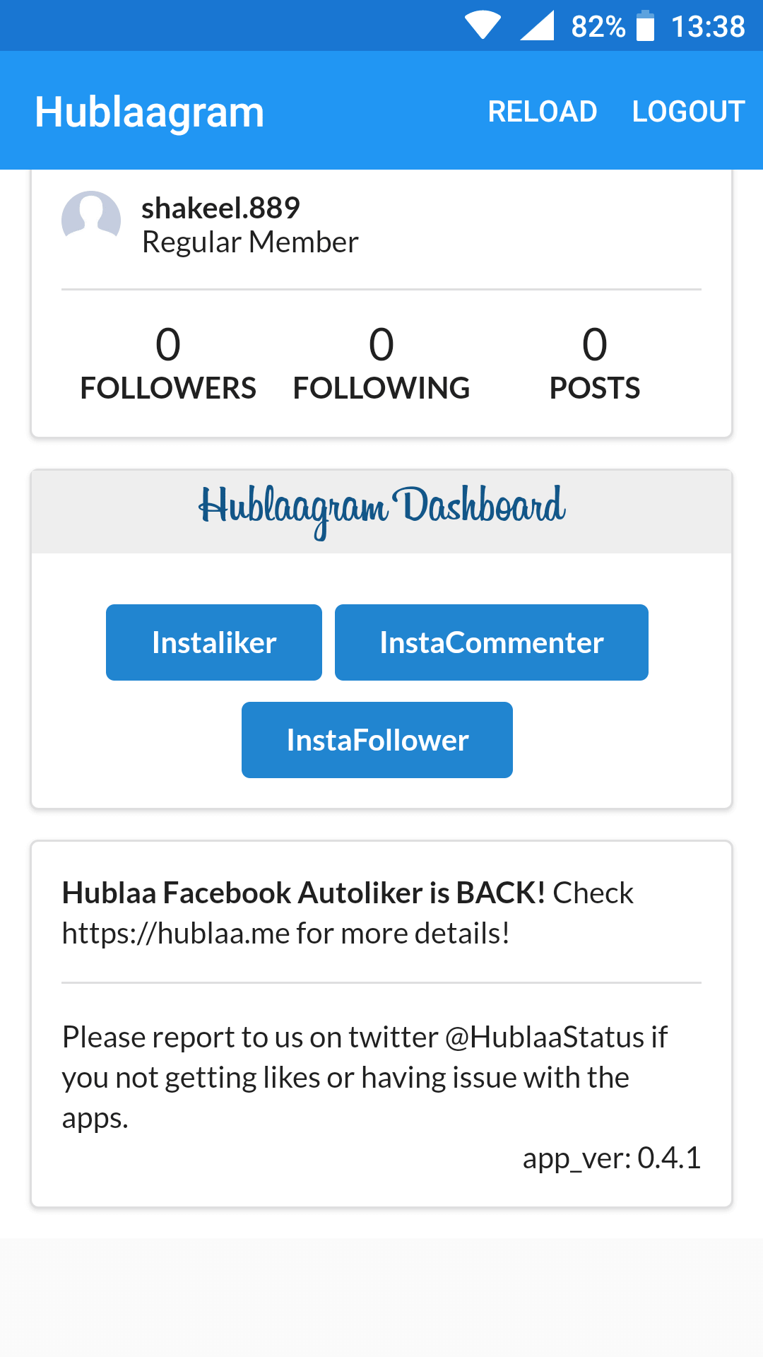 Screenshot Hublaagram APK (v2.0.18) untuk Android